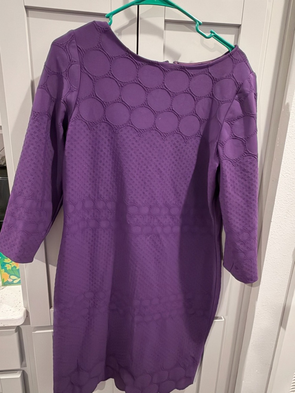 julia jordan Purple Textured Shift Dress with Three-Quarter Sleeves